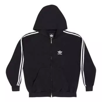 Куртка Balenciaga x adidas Zip-Up Hoodie 'Black White', черный