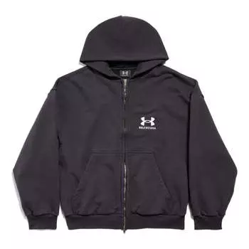 Куртка Balenciaga x Under Armour Zip-Up Hoodie 'Black White', черный
