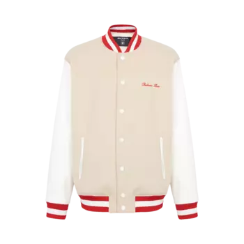 Куртка Balmain Bicolor Signature Varsity 'Ivory/Off White/Red', загар