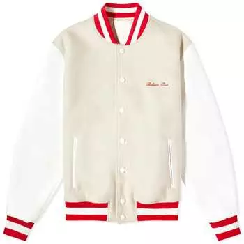 Куртка Balmain Signature Varsity, цвет Ivory, White & Red