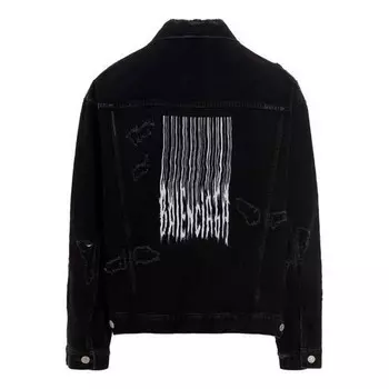 Куртка barcode destroyed denim jacket 'black' Balenciaga, черный