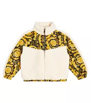 Куртка barocco со вставками из искусственной овчины Versace Kids, мультиколор