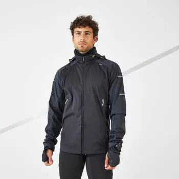 Куртка Kiprun Warm Men's Running Windproof Water-repellent, черный/серый