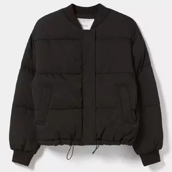 Куртка Bershka Quilted Bomber, черный