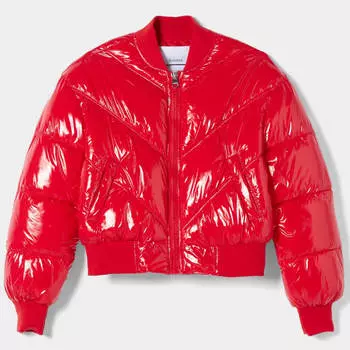 Куртка Bershka Vinyl Puffer, красный