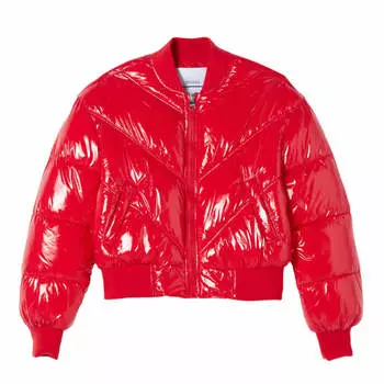 Куртка Bershka Vinyl Puffer, красный