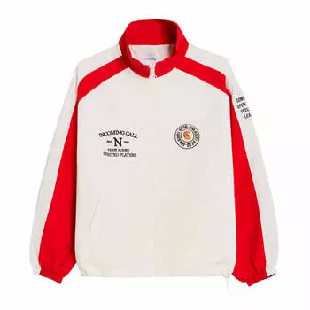 Куртка Bershka With Contrast Stripes, белый/красный