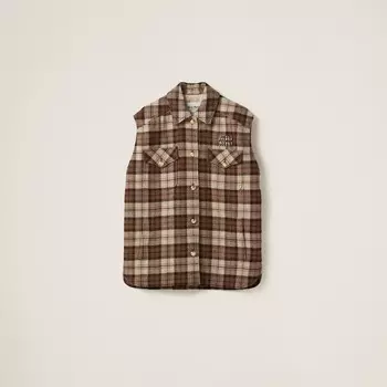Куртка без рукавов в клетку Miu Miu, коричневый