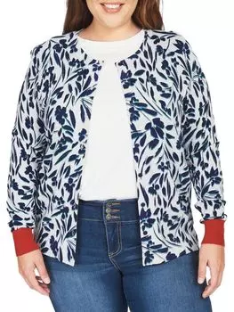 Куртка без воротника Daniel Rainn с цветочным принтом plus, белый/синий