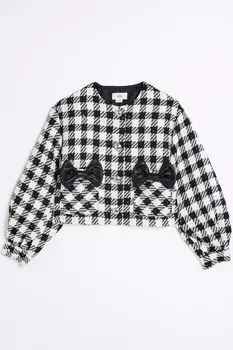 Куртка без воротника для девочек моно River Island, черный