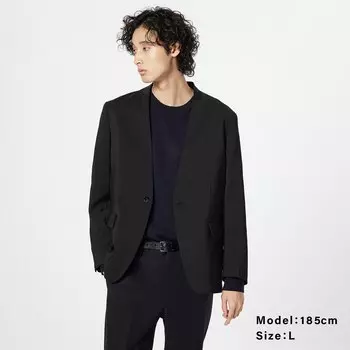 Куртка без воротника с двойным крестом Мужчины PLST, черный