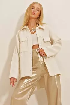 Куртка - Бежевый - Классический крой Trend Alaat Stili, бежевый