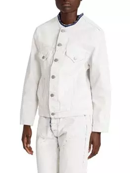 Куртка Bianchetto Maison Margiela расписанная вручную джинсовая без воротника, белый