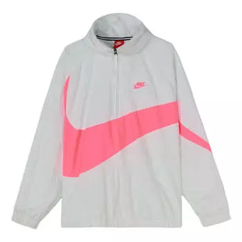 Куртка big swoosh half zipper jacket white Nike, белый