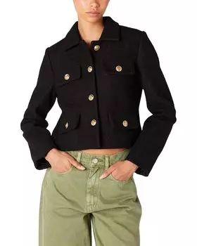 Куртка Blank NYC Cropped Shirt Jacket With Pocket And Gold Button Detail, черный