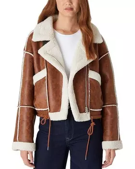 Куртка BLANKNYC из искусственной кожи с отделкой из шерпы на шнурке, коричневый