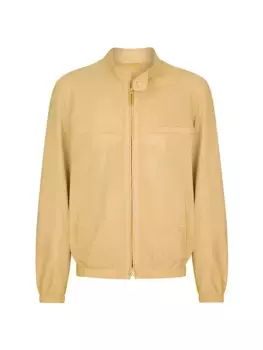 Куртка-блузон из нубука из телячьей кожи Stefano Ricci, желтый