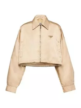 Куртка-блузон из повторного нейлона Prada, бежевый