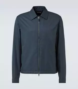 Куртка-блузон с кожаными вставками Zegna, Dark Teal Blue