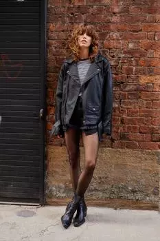 Куртка бойфренда оверсайз из натуральной кожи Nasty Gal, черный