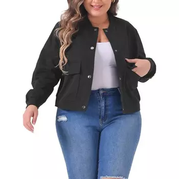 Куртка больших размеров для женщин, повседневные куртки на пуговицах с длинными рукавами и карманами Agnes Orinda, черный