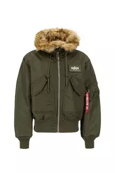 Куртка-Бомбер 45р с капюшоном на заказ Alpha Industries, зеленый