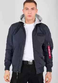 Куртка-бомбер Alpha Industries "MA-1 TT HOOD", с капюшоном, синий