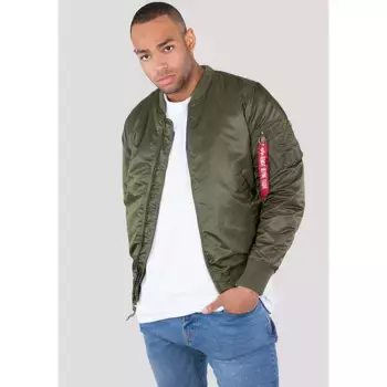 Куртка-бомбер Alpha Industries "MA-1 VF59 LONG", без капюшона, на подкладке, зеленый