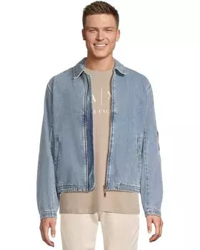 Куртка-бомбер Armani Exchange Denim Collared Bomber, цвет Light Blue Denim