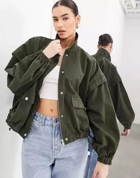 Куртка-бомбер Asos Edition With Collar, зеленый