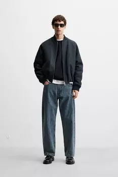 Куртка-бомбер balloon fit ZARA, синий