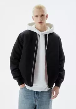 Куртка-бомбер Basic PULL&BEAR, черный