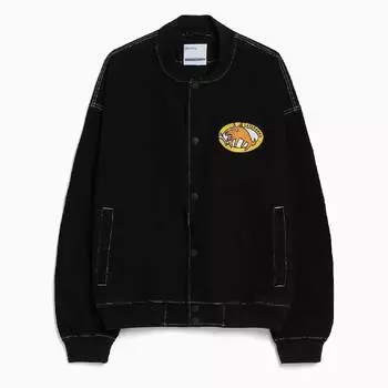 Куртка-бомбер Bershka Denim Bomber, черный