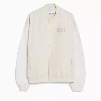 Куртка-бомбер Bershka Denim Bomber, кремовый
