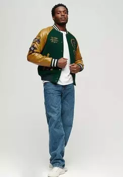 Куртка-бомбер College Varsity Patched Superdry, цвет enamel green
