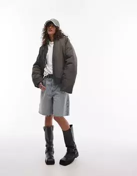 Куртка-бомбер цвета хаки Topshop