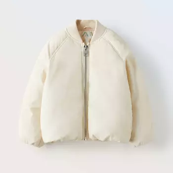 Куртка-бомбер для девочек Zara Long Denim, экрю/бежевый