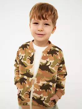 Куртка-бомбер для маленьких мальчиков с воротником колледжа и длинными рукавами LCW baby, светло-бежевый с принтом