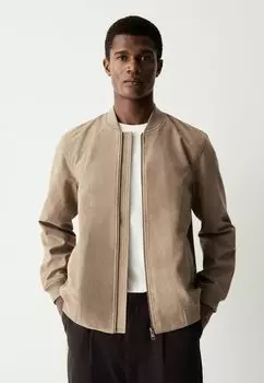 Куртка-бомбер Faux leather jacket Next, бежевый