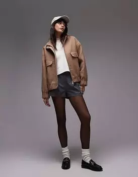 Куртка-бомбер Femme с карманами цвета верблюжьей шерсти Selected