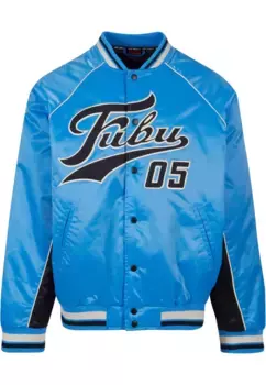 Куртка-бомбер Fubu " Fubu Men FM241-012-1 Fubu Varsity Satin Raglan Bomber Jacket" (1 шт.), без капюшона, голубой