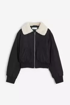 Куртка-бомбер H&M Kids Pile Collar, черный