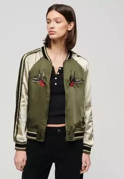 Куртка-бомбер IKAJAN EMBROIDERED Superdry, цвет olive night green
