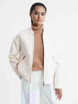 Куртка-бомбер Immy из смесовой шерсти Reiss, крем