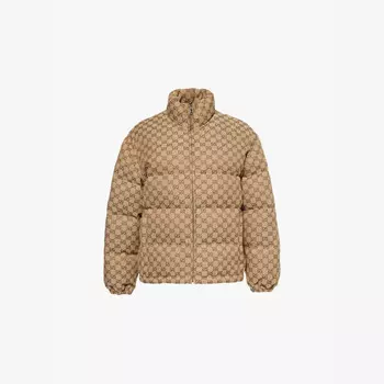 Куртка-Бомбер из хлопчатобумажной ткани с логотипом Gg-Logo Gucci, коричневый