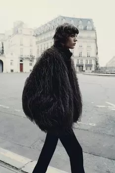 Куртка-бомбер из искусственного меха ZARA, коричневый