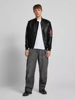 Куртка-бомбер из искусственной кожи Alpha Industries, черный