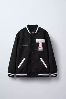 Куртка-бомбер из искусственной замши ZARA, черный