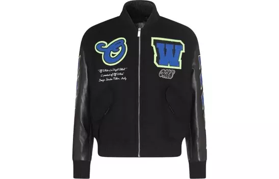 Куртка-бомбер из кожи Vars Hammer Off-White, черный