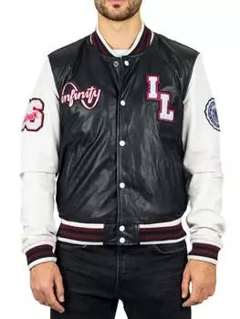 Куртка-бомбер из натуральной кожи Baseball Letterman Coat TruClothing, черный